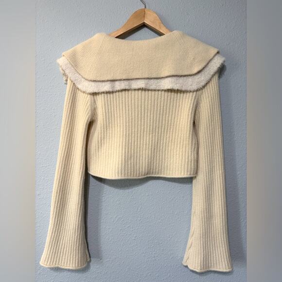 House of Sunny NWT Peggy Double Sailor Collar Cropped Double Zip Cardigan 10 - Picture 9 of 12